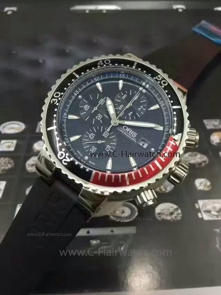 Buy Fake Oris Black Rubber Black & Red Bezel Watch